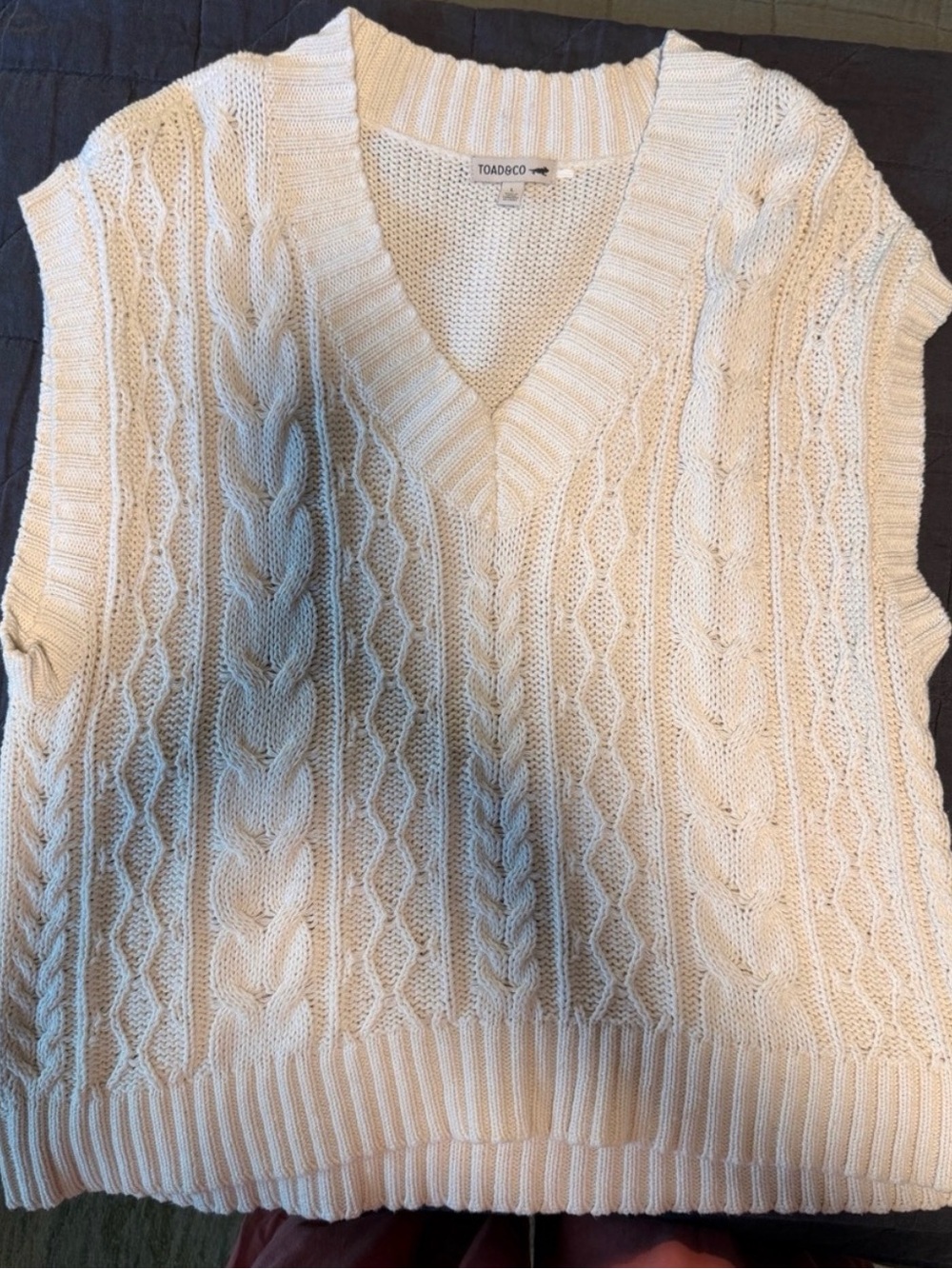Toad&Co Cream Cable-Knit V-Neck Sweater Vest